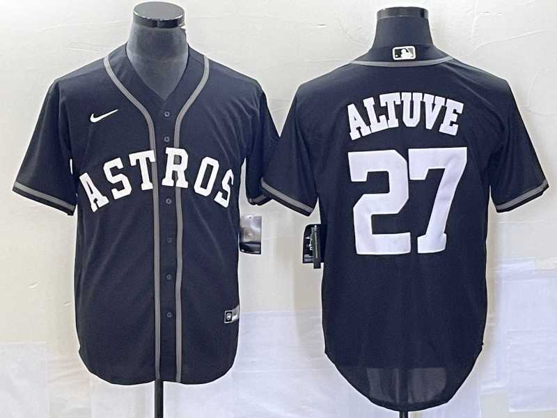 Men%27s Houston Astros #27 Jose Altuve Black Cool Base Stitched Baseball Jersey